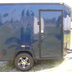 6x8 SA Trailer - Blue, Double Barn Doors, Side Door, Blackout Package, Extra Height, Stabilizer Jacks