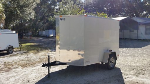 6x8 SA Trailer - White, Double Barn Doors, Side Door