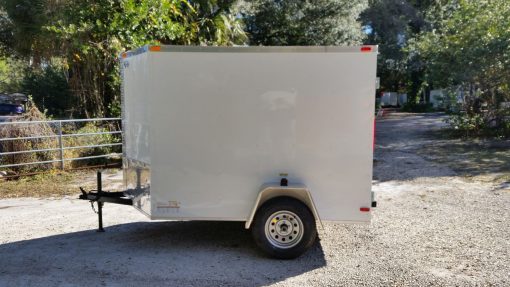 6x8 SA Trailer - White, Double Barn Doors, Side Door