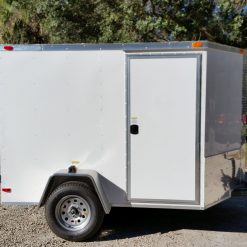 6x8 SA Trailer - White, Double Barn Doors, Side Door