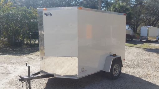 6x8 SA Trailer - White, Ramp, Side Door