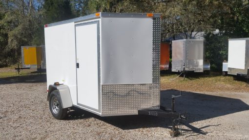 6x8 SA Trailer - White, Ramp, Side Door