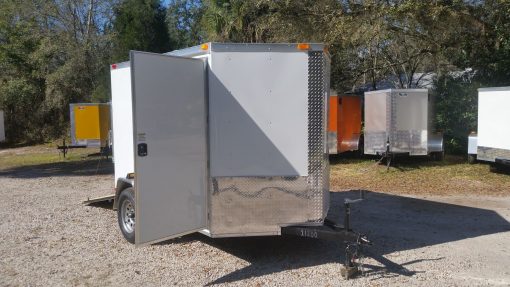 6x8 SA Trailer - White, Ramp, Side Door