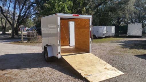 6x8 SA Trailer - White, Ramp, Side Door