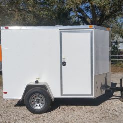 6x8 SA Trailer - White, Ramp, Side Door