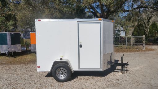 6x8 SA Trailer - White, Ramp, Side Door