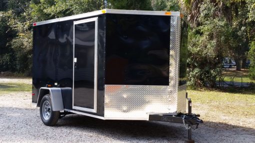 7x10 SA Trailer - Black, Ramp, Side Door