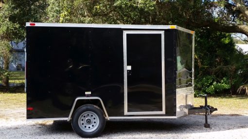 7x10 SA Trailer - Black, Ramp, Side Door