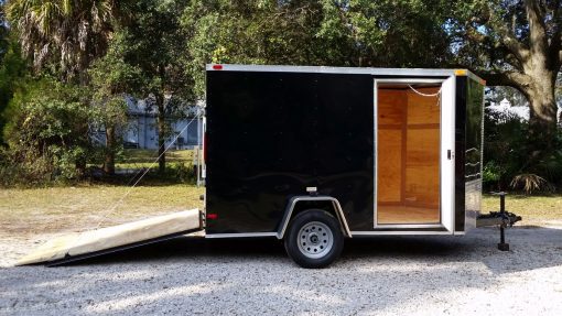 7x10 SA Trailer - Black, Ramp, Side Door