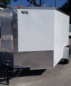 7x10 SA Trailer - White, Ramp, Side Door