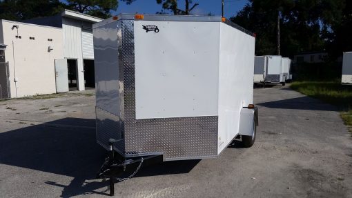 7x10 SA Trailer - White, Ramp, Side Door