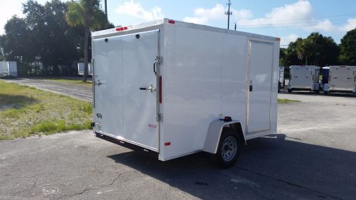 7x10 SA Trailer - White, Ramp, Side Door