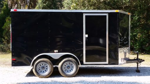 7x12 TA Trailer - Black, Ramp, Side Door