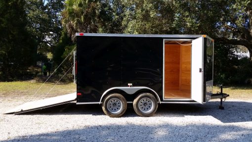 7x12 TA Trailer - Black, Ramp, Side Door