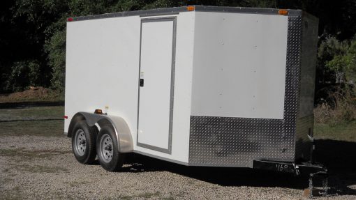 7x12 TA Trailer - White, Ramp, Side Door