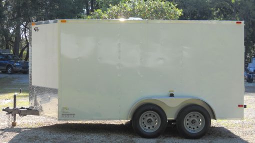 7x12 TA Trailer - White, Ramp, Side Door