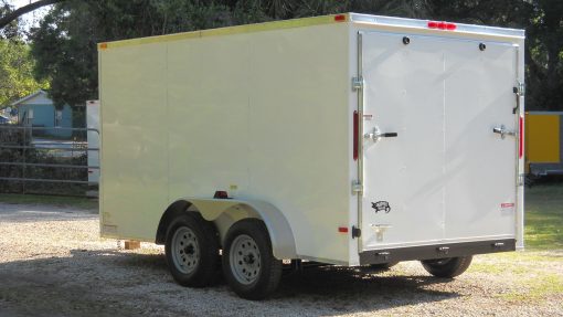 7x12 TA Trailer - White, Ramp, Side Door