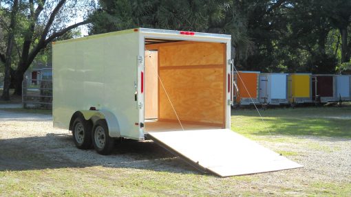 7x12 TA Trailer - White, Ramp, Side Door