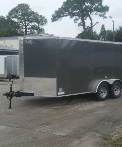 7x14 TA Trailer - Charcoal Grey, Ramp, Side Door