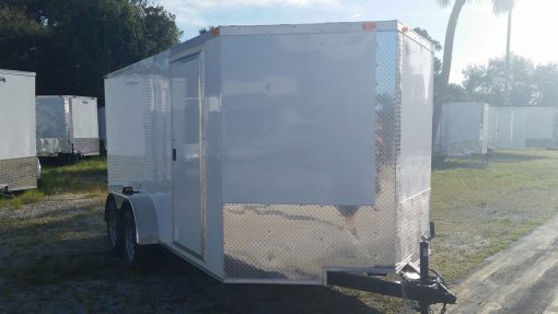 7x14 TA Trailer - White, Ramp, Side Door