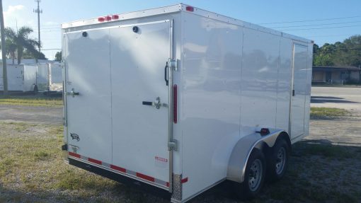 7x14 TA Trailer - White, Ramp, Side Door