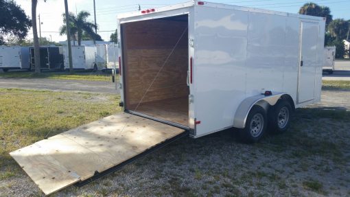 7x14 TA Trailer - White, Ramp, Side Door