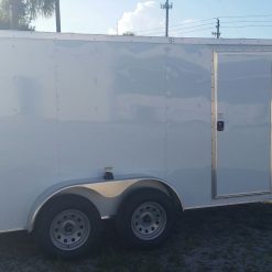 7x14 TA Trailer - White, Ramp, Side Door