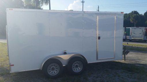 7x14 TA Trailer - White, Ramp, Side Door