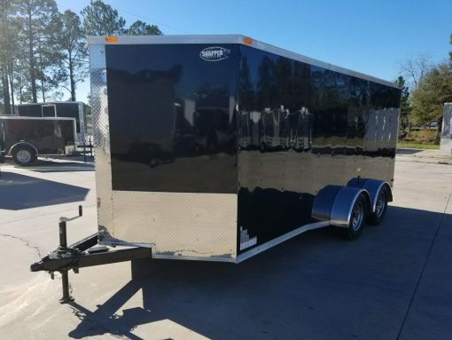 7x16 TA Trailer - Black, Ramp, Side Door, Split Axles