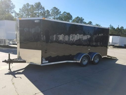 7x16 TA Trailer - Black, Ramp, Side Door, Split Axles