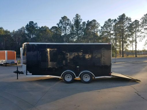 7x16 TA Trailer - Black, Ramp, Side Door, Split Axles