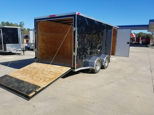 7x16 TA Trailer - Black, Ramp, Side Door, Split Axles