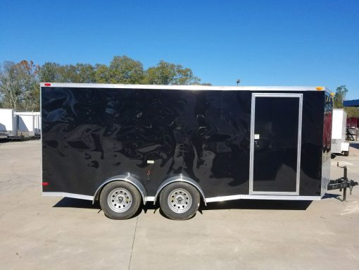 7x16 TA Trailer - Black, Ramp, Side Door, Split Axles