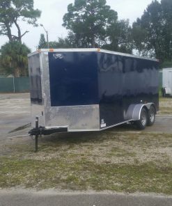 7x16 TA Trailer - Blue, Ramp, Side Door