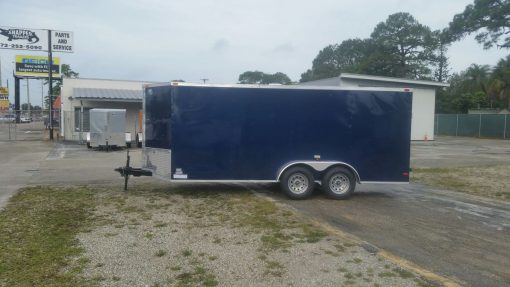 7x16 TA Trailer - Blue, Ramp, Side Door