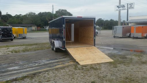 7x16 TA Trailer - Blue, Ramp, Side Door