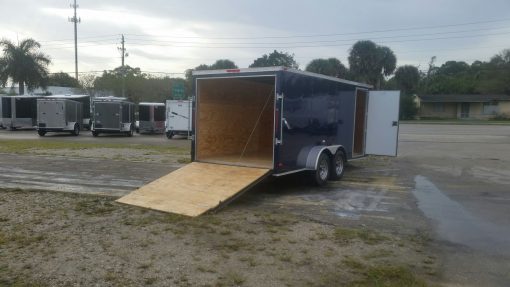 7x16 TA Trailer - Blue, Ramp, Side Door