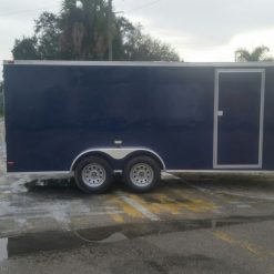 7x16 TA Trailer - Blue, Ramp, Side Door