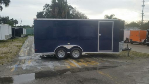 7x16 TA Trailer - Blue, Ramp, Side Door