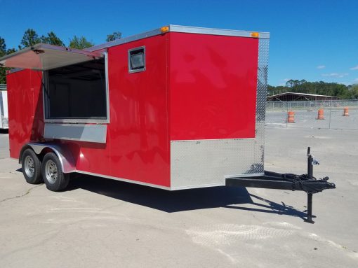 7x16 TA Trailer - Red, Concession, Electrical, Finished Interior, Options