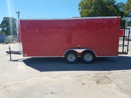 7x16 TA Trailer - Red, Concession, Electrical, Finished Interior, Options