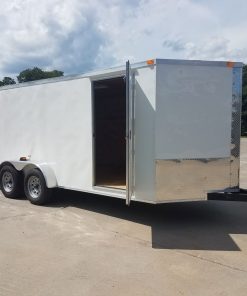 7x16 TA Trailer - White, Double Barn Doors, Side Door, Luan Ceiling, Insultated Walls and Ceiling