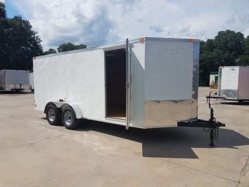 7x16 TA Trailer - White, Double Barn Doors, Side Door, Luan Ceiling, Insultated Walls and Ceiling