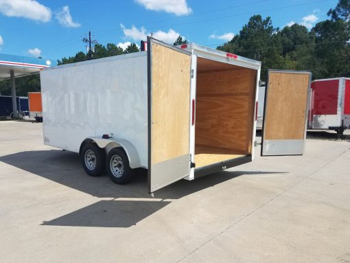 7x16 TA Trailer - White, Double Barn Doors, Side Door, Luan Ceiling, Insultated Walls and Ceiling