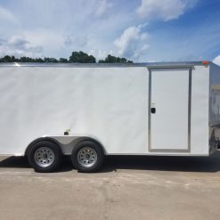 7x16 TA Trailer - White, Double Barn Doors, Side Door, Luan Ceiling, Insultated Walls and Ceiling