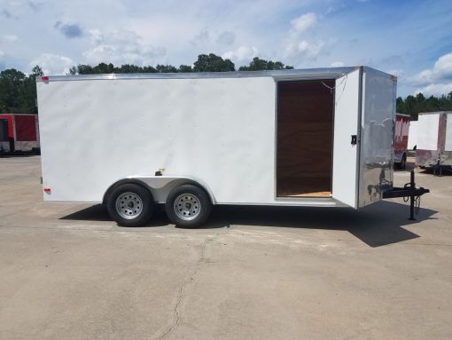 7x16 TA Trailer - White, Double Barn Doors, Side Door, Luan Ceiling, Insultated Walls and Ceiling