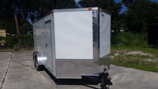 7x16 TA Trailer - White, Dowble Doors, Side Door, Extra Height