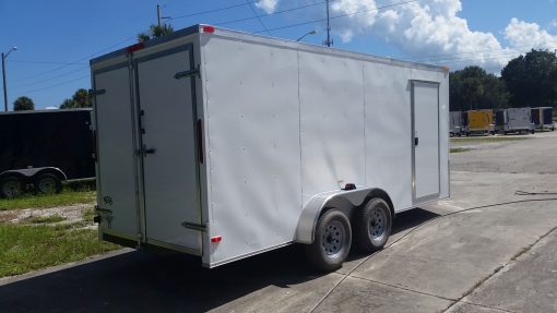 7x16 TA Trailer - White, Dowble Doors, Side Door, Extra Height