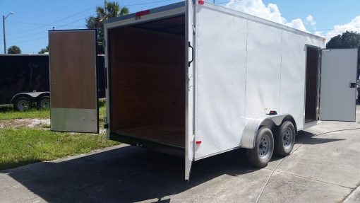 7x16 TA Trailer - White, Dowble Doors, Side Door, Extra Height