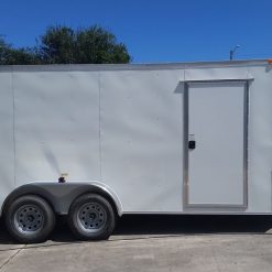 7x16 TA Trailer - White, Dowble Doors, Side Door, Extra Height